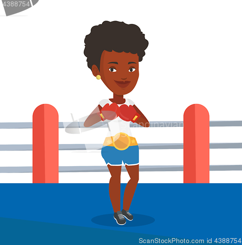 Image of Confident boxer in the ring vector illustration.