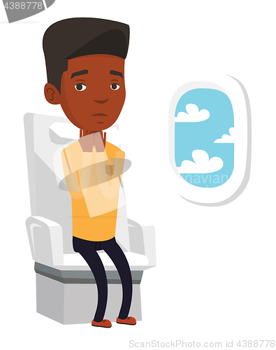 Image of Young man suffering from fear of flying.