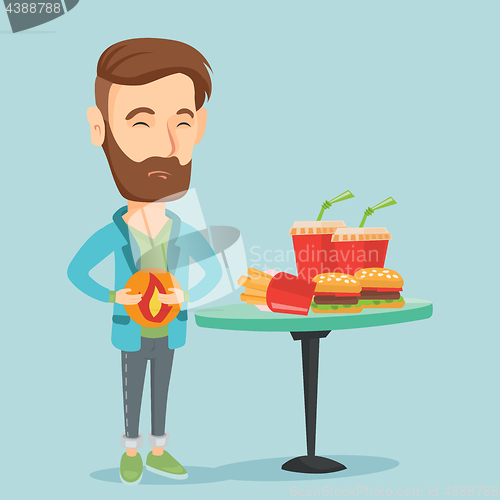 Image of Man suffering from heartburn vector illustration