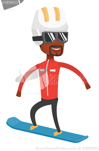 Image of Young man snowboarding vector illustration.