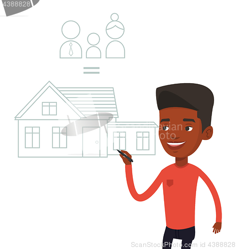 Image of Young man drawing his family house.