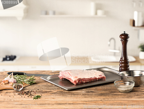 Image of meat steak on kitchen