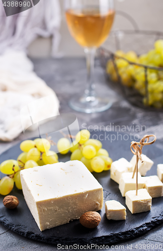 Image of wine,grape and cheese