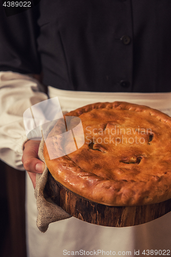 Image of Pie from potato meat cheese and vegetables