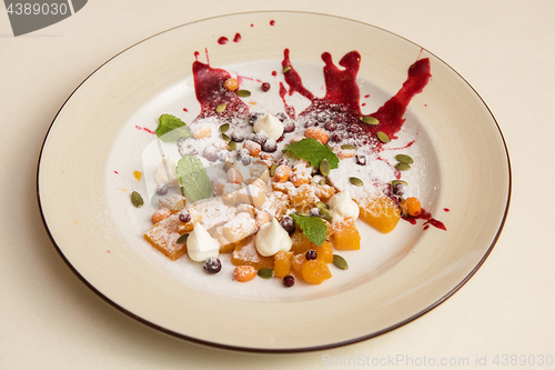 Image of Tasty dessert from pumpkin and sea-buckthorn