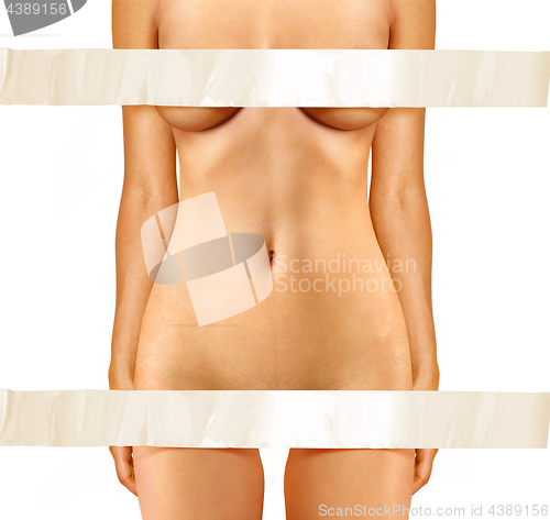 Image of isolated torso with white tape