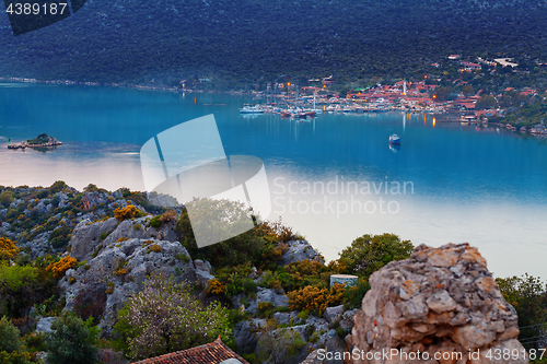 Image of Sunrise over lagoon near Turkish town Kekova