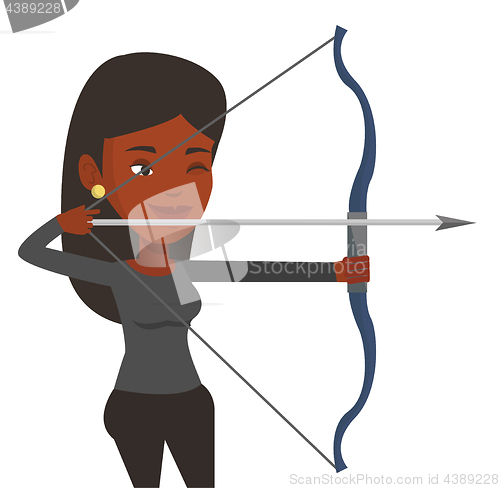 Image of Archer training with the bow vector illustration.