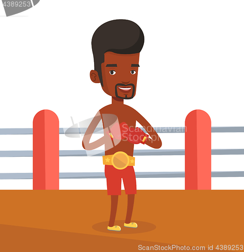 Image of Confident boxer in the ring vector illustration.