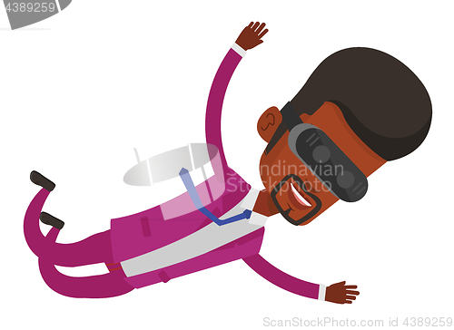 Image of Man in vr headset flying in the sky.