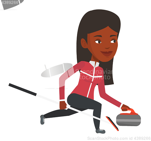 Image of Curling player playing on the rink.