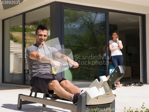 Image of man doing morning exercises