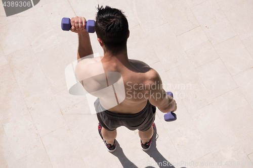 Image of man doing morning exercises