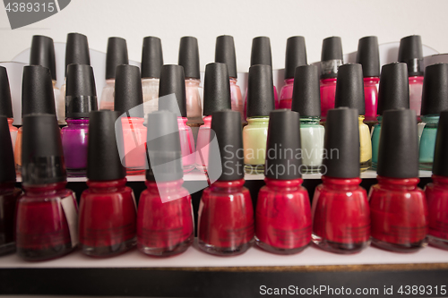 Image of Set of different bottles of nail polish