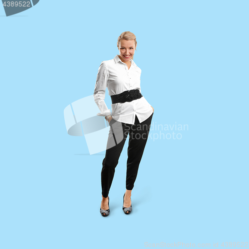 Image of Woman isolated on trendy gradient background