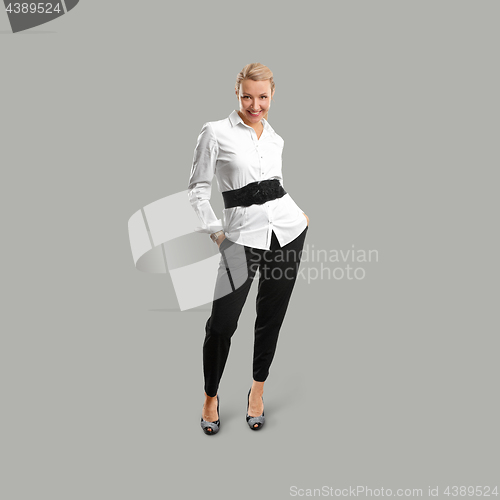 Image of Woman isolated on trendy gradient background