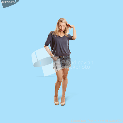 Image of Woman isolated on trendy gradient background