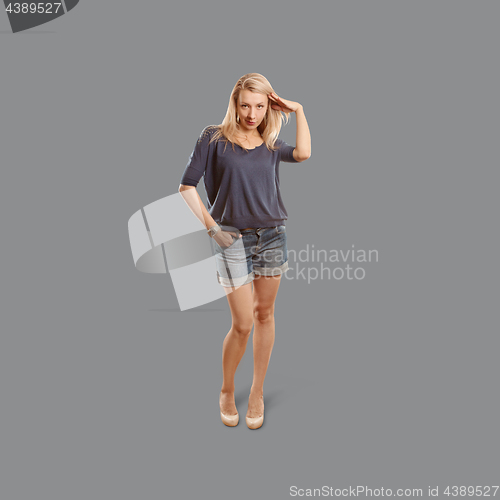 Image of Woman isolated on trendy gradient background