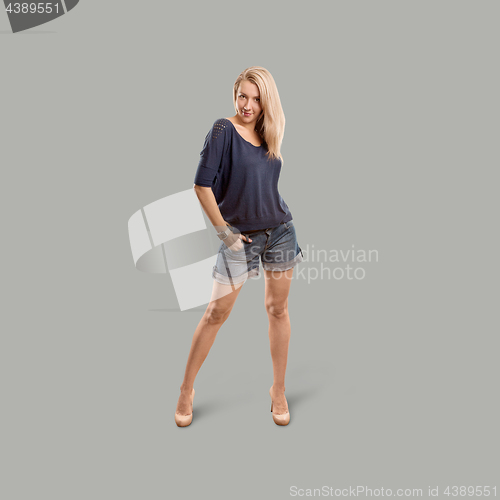 Image of Woman isolated on trendy gradient background
