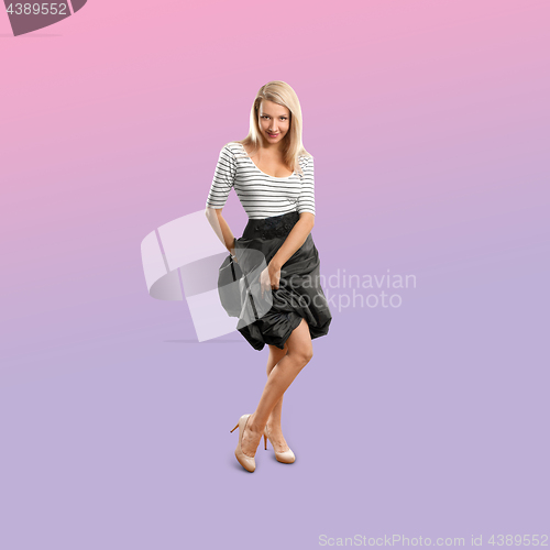 Image of Woman isolated on trendy gradient background