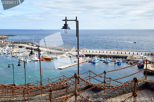 Image of Walking street and yacht dock in Lanzarote Island, Canaries, Spa