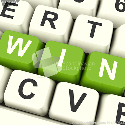 Image of Win Computer Keys Representing Success And Victory