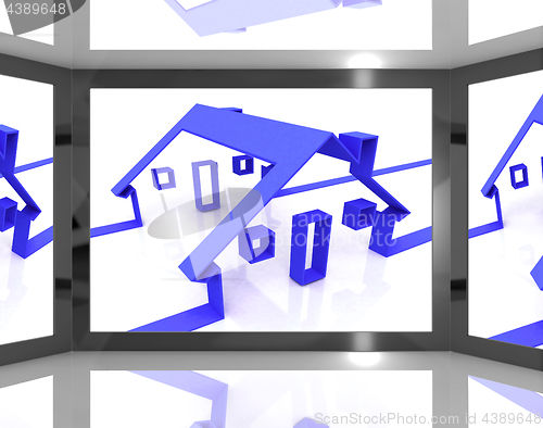 Image of Houses On Screen Showing Real Estate Advertisements