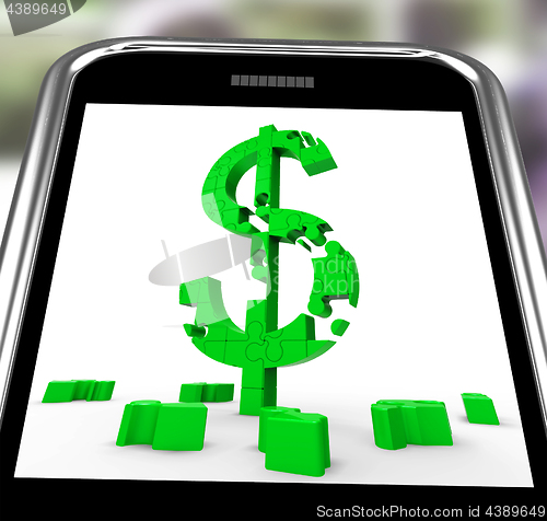 Image of Dollar Symbol On Smartphone Showing American Bucks