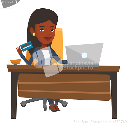 Image of Woman shopping online vector illustration.