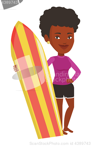 Image of Surfer holding surfboard vector illustration.