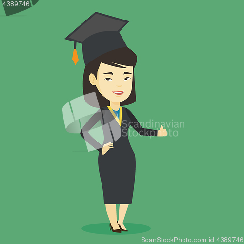 Image of Graduate giving thumb up vector illustration.