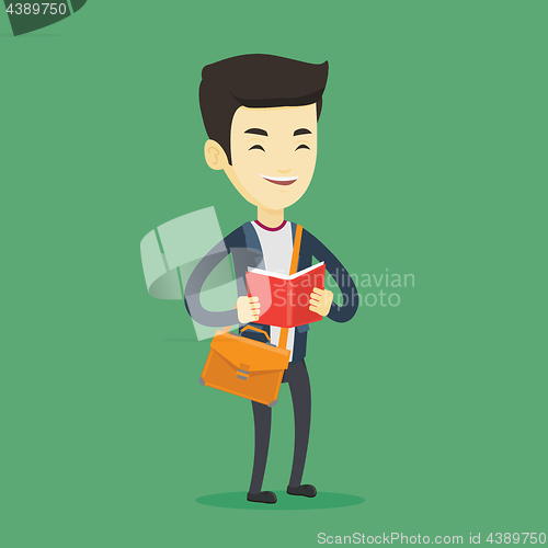 Image of Student reading book vector illustration.