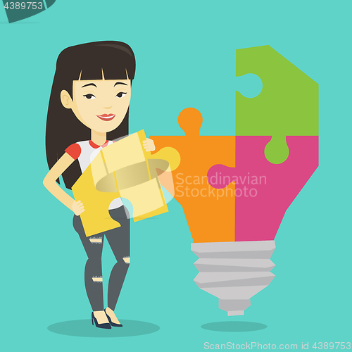 Image of Student with idea lightbulb vector illustration.