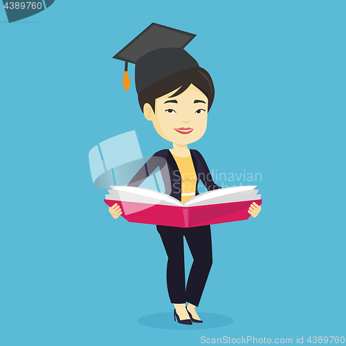 Image of Graduate with book in hands vector illustration.