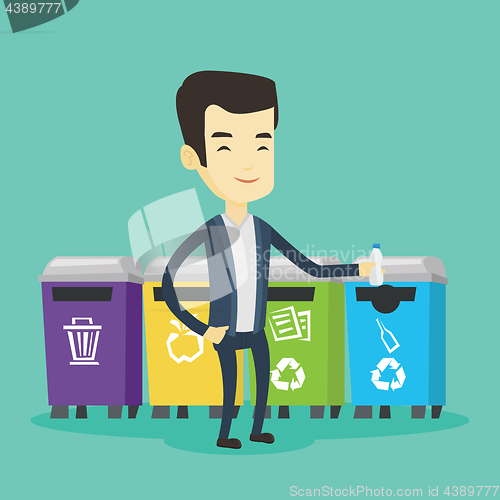 Image of Man throwing away plastic bottle.