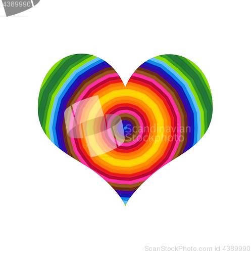Image of Abstract heart with bright colorful round pattern