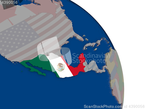 Image of Mexico with flag on globe