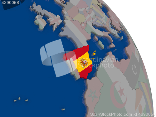 Image of Spain with flag on globe