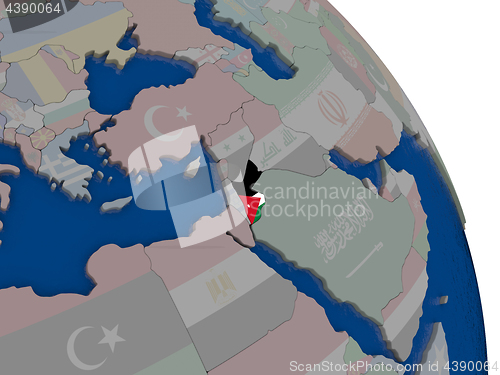 Image of Jordan with flag on globe