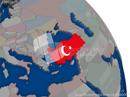 Image of Turkey with flag on globe