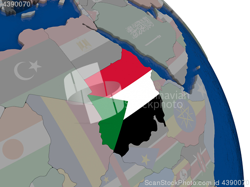 Image of Sudan with flag on globe