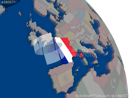 Image of France with flag on globe