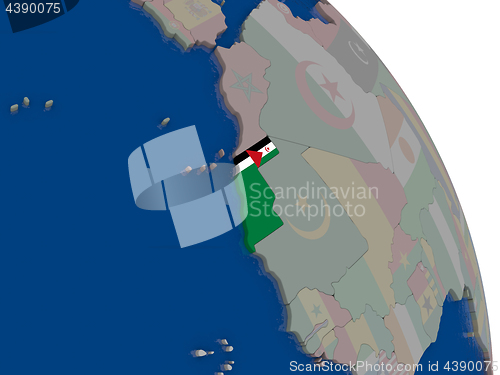 Image of Western Sahara with flag on globe