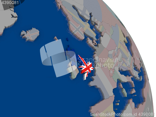Image of United Kingdom with flag on globe