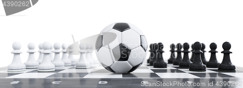 Image of a soccer ball on a chess board