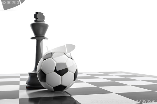 Image of a soccer ball on a chess board