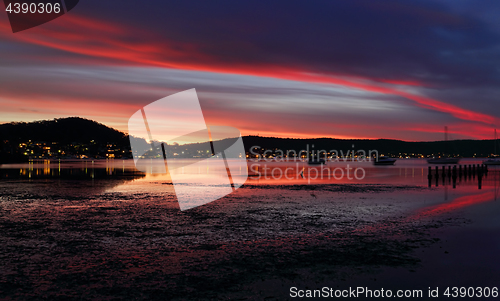 Image of Evening dusk  skies and reflections at Yattalunga