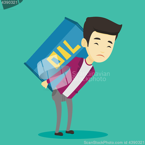 Image of Man carrying oil barrel vector illustration.