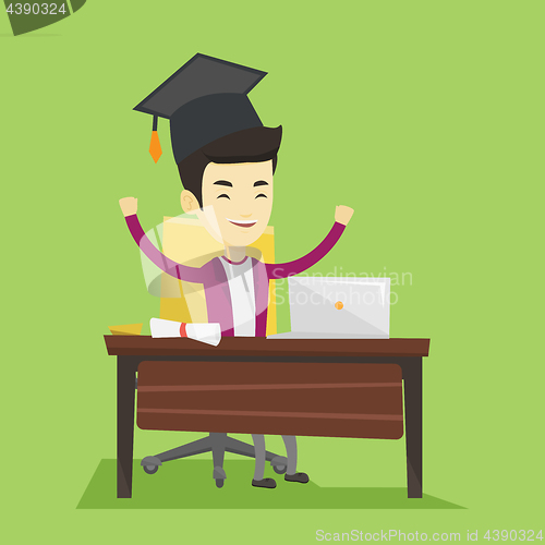 Image of Student using laptop for education.