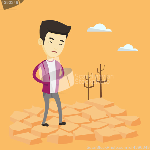 Image of Sad man in the desert vector illustration.